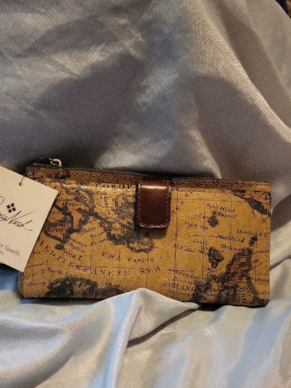 Patricia Nash Naxosn European Map Zip Wallet With Bi Fold ML M